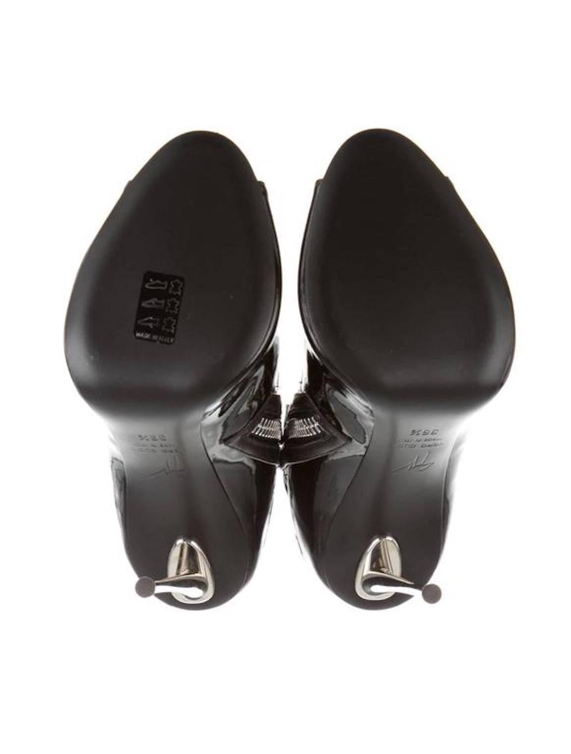 Giuseppe Zanotti New Black Patent Metal Heels Ankle Booties  1