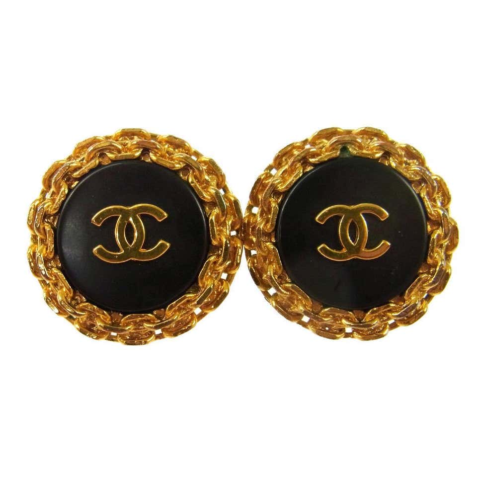 black chanel stud earrings