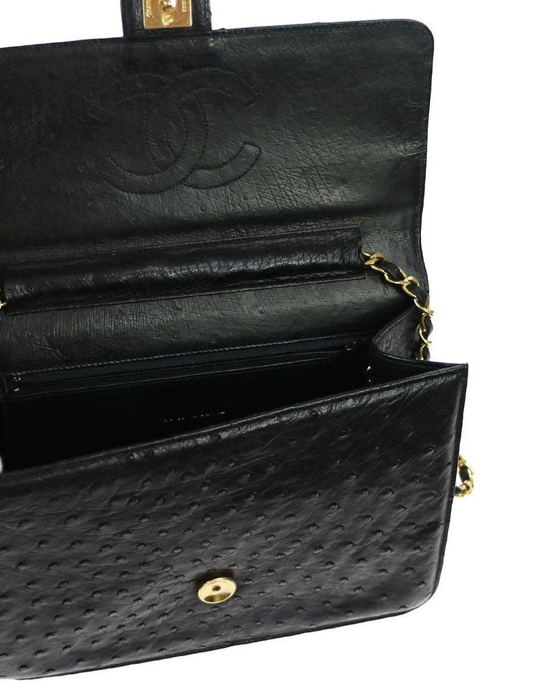 Chanel Black Exotic Skin Leather 2 in 1 Clutch Evening Shoulder Flap ...