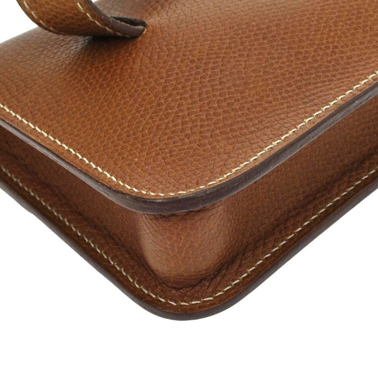 Hermes Cognac Brown Leather Gold Travel Carryall Bum Fanny Pack Waist Belt  Bag at 1stDibs