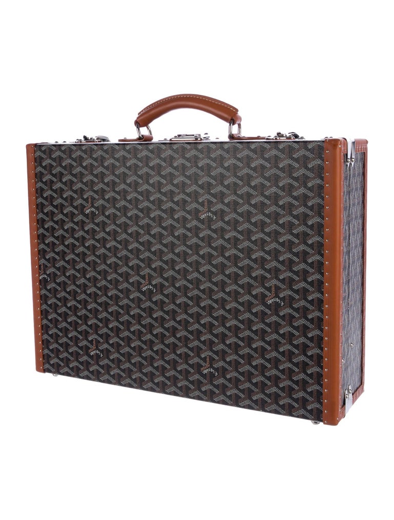 GOYARD Paris Brown Leather Monogram Attache Briefcase Bag