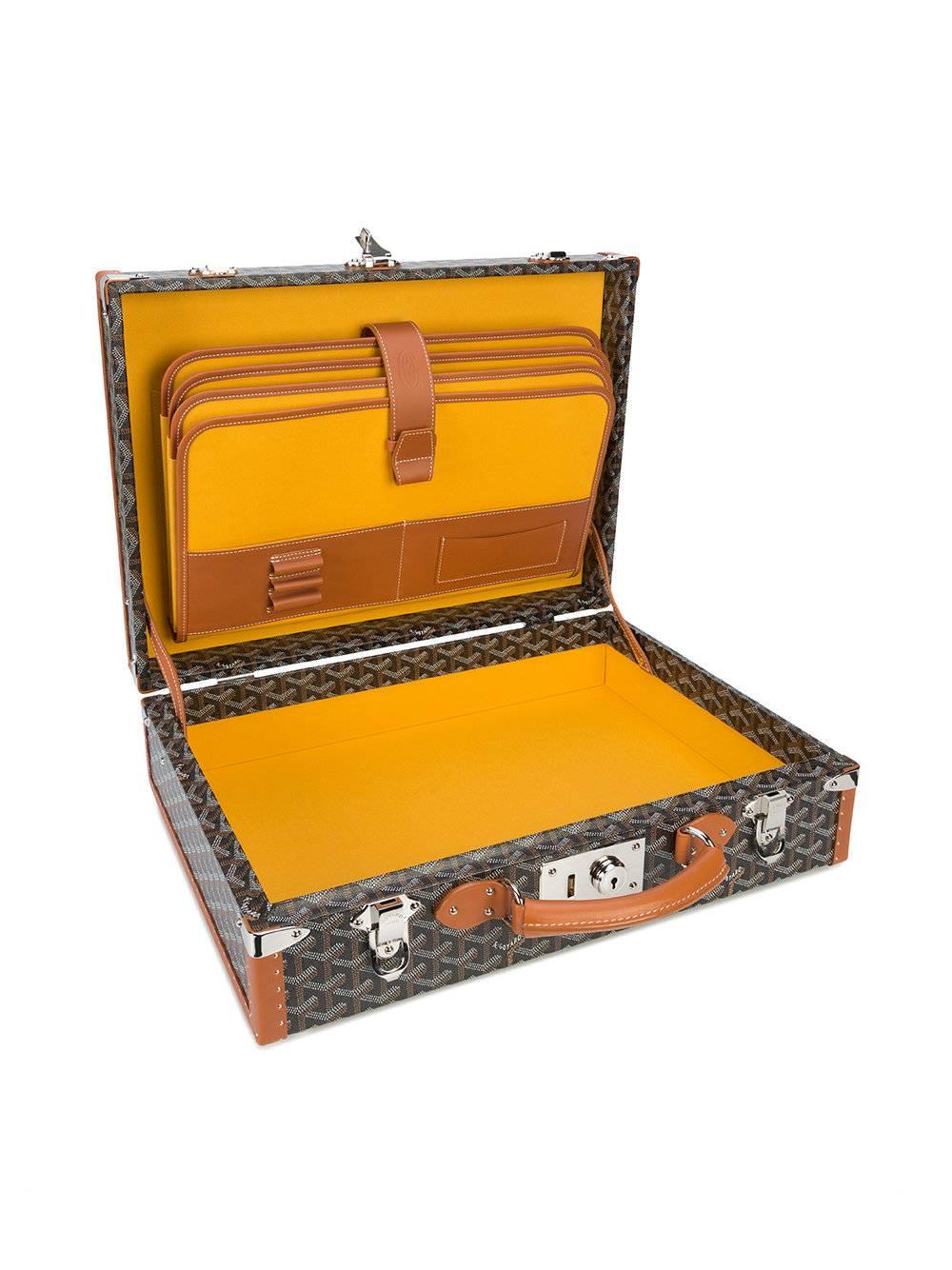 Goyard Monogram Cognac Men's Women's Business Travel Brief Case Briefcase In New Condition In Chicago, IL