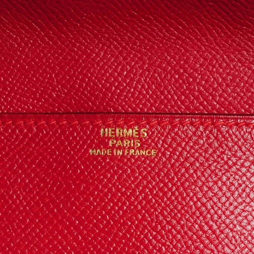 Hermes Red Leather Travel Clutch Carryall Bum Fanny Pack Waist Belt Bag in Box In Excellent Condition In Chicago, IL