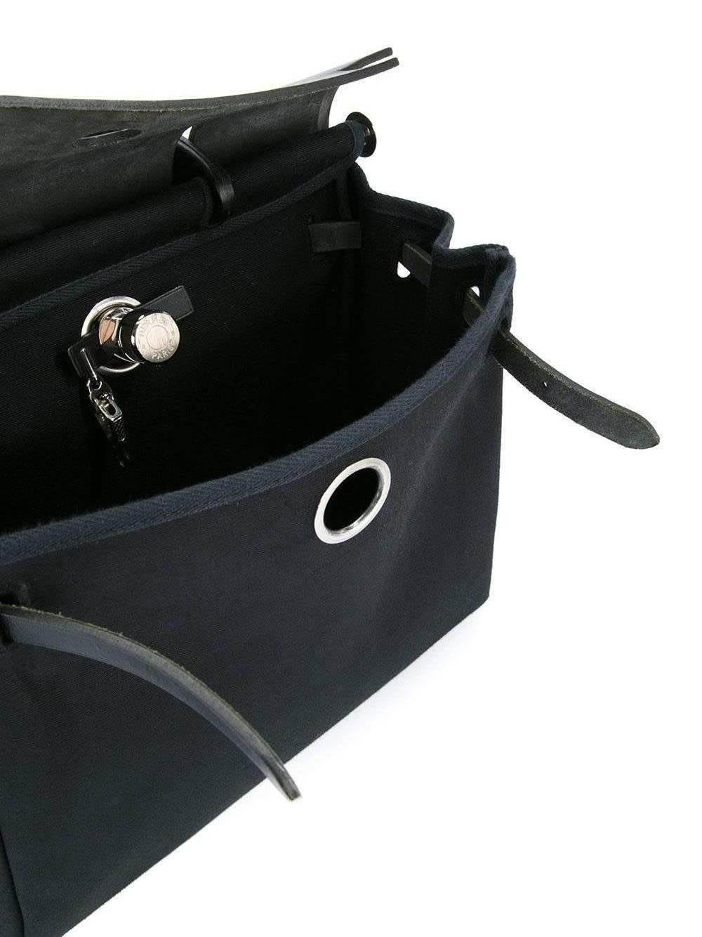 Hermes Black Woven 2 in 1 Top Handle Satchel Tote Shoulder Flap Backpack in Box 1