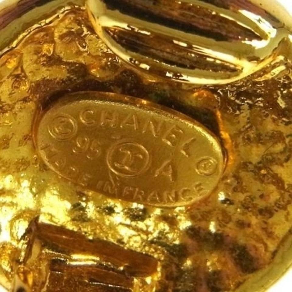 Women's Chanel Gold Large Textured Metal Round Hoop Doorknocker Drop Earrings