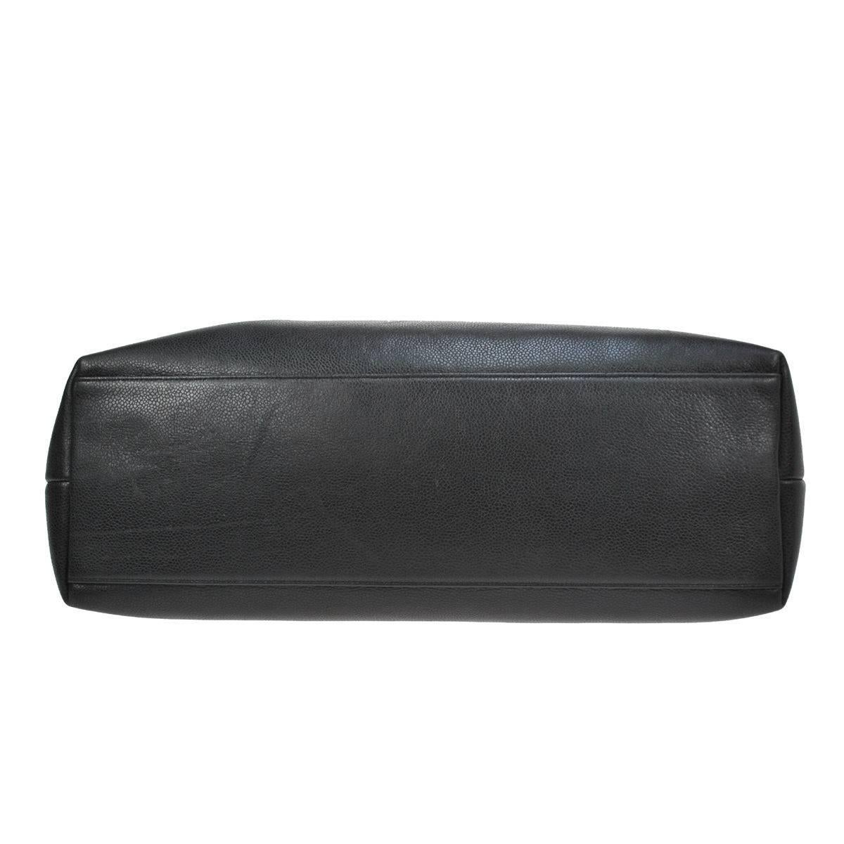 Chanel Black Caviar Leather Carryall Shopper Weekender Travel Shoulder Bag 2