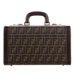 Fendi Monogram Canvas Travel Storage Vanity Jewelry Top Handle Satchel Bag