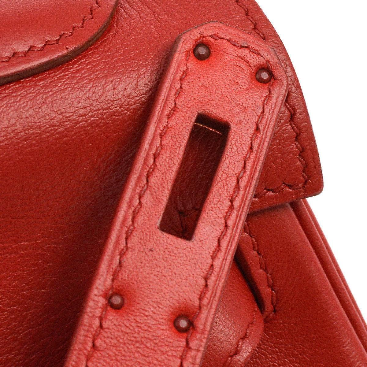 Hermes Kelly 32 Rouge Red Leather Evening Top Handle Satchel Flap Bag in Box 3