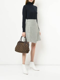 Fendi Monogram Canvas Logo Leather WhipStitch Doctor Top Handle Satchel Bag