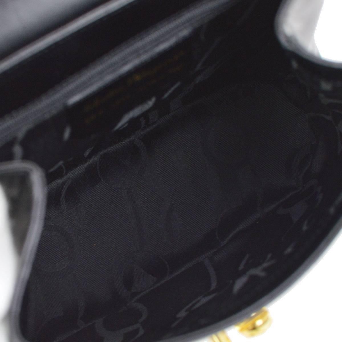 Salvatore Ferragamo Black Leather Gold Stud Kelly Style Top Handle Shoulder Bag In Good Condition In Chicago, IL