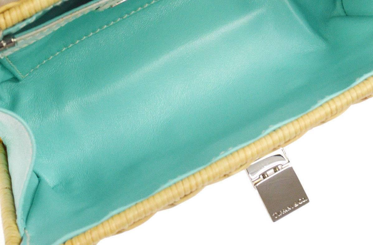 Tiffany & Co. Tan Wicker Leather Lunch Evening 2 in 1 Clutch Shoulder Bag in Box In Good Condition In Chicago, IL