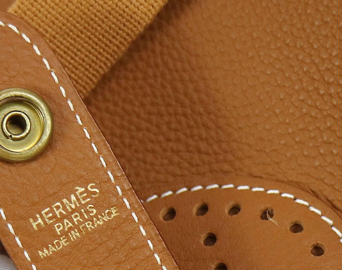 Hermes Cognac Leather H Men's Women's Carryall Messenger Crossbody Shoulder Bag 3