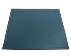 Hermes Black Blue Leather Men's Miscellaneous Gift Desk Table Pad
