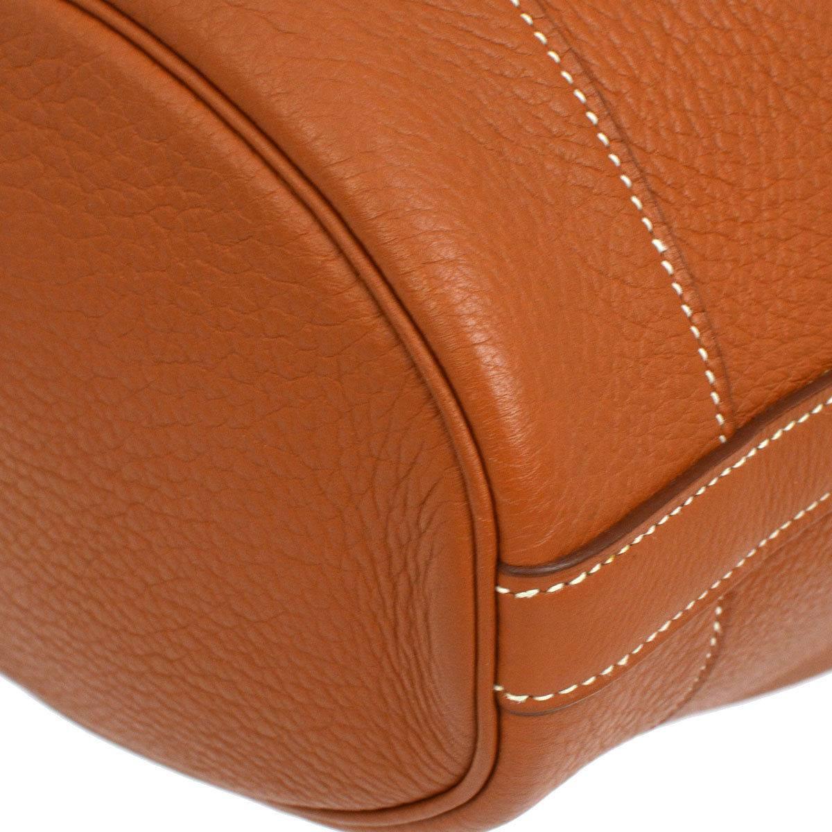 Hermes Vintage Cognac Leather Bucket Drawstring Carryall Shoulder Bag 1