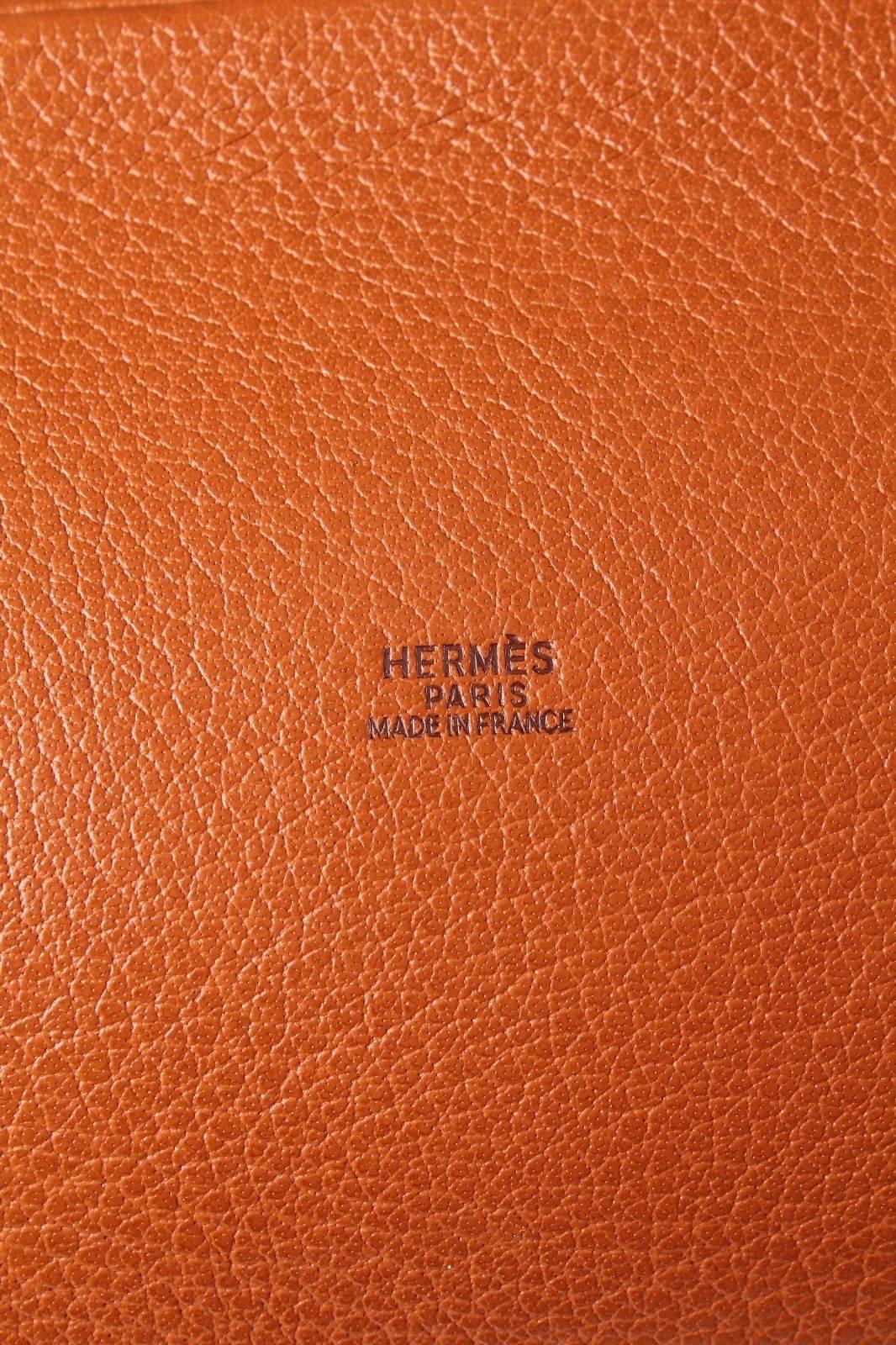 Women's Hermes Vintage Cognac Leather Canvas Bucket Drawstring Carryall Shoulder Bag