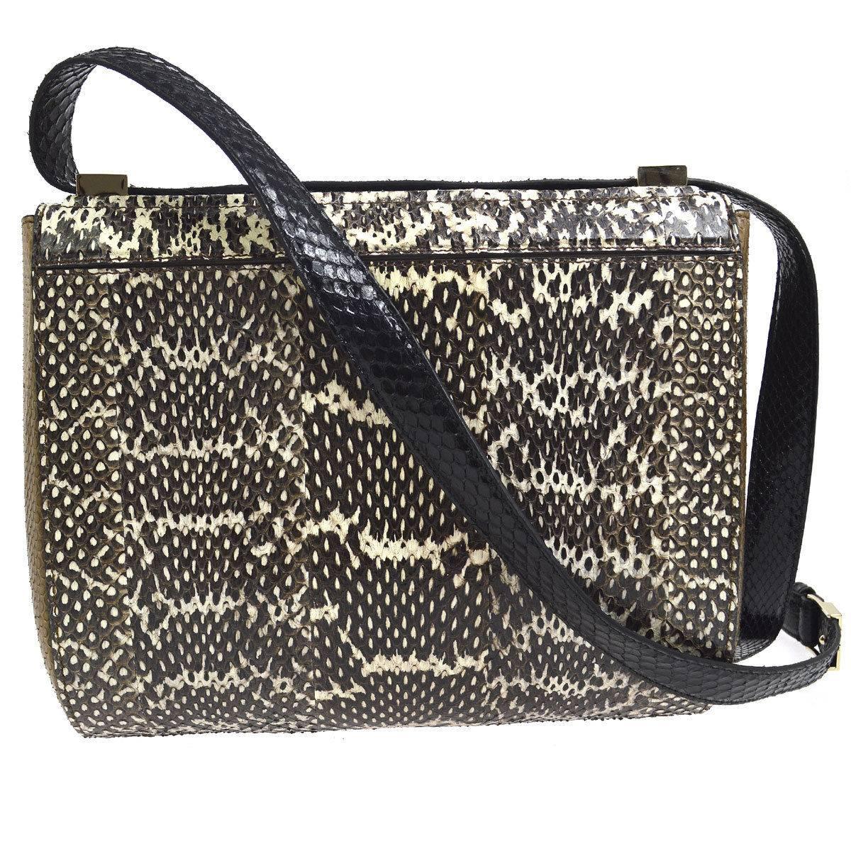 Givenchy Pandora Snakeskin Box Crossbody Carryall Flap Shoulder Bag In Excellent Condition In Chicago, IL