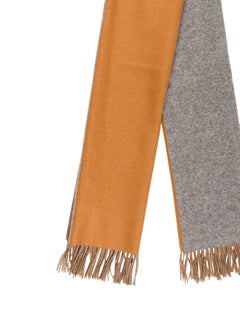 Hermes New Reversible Gray Yellow Cashmere Men's Women's Gift Suit Scarf in Box