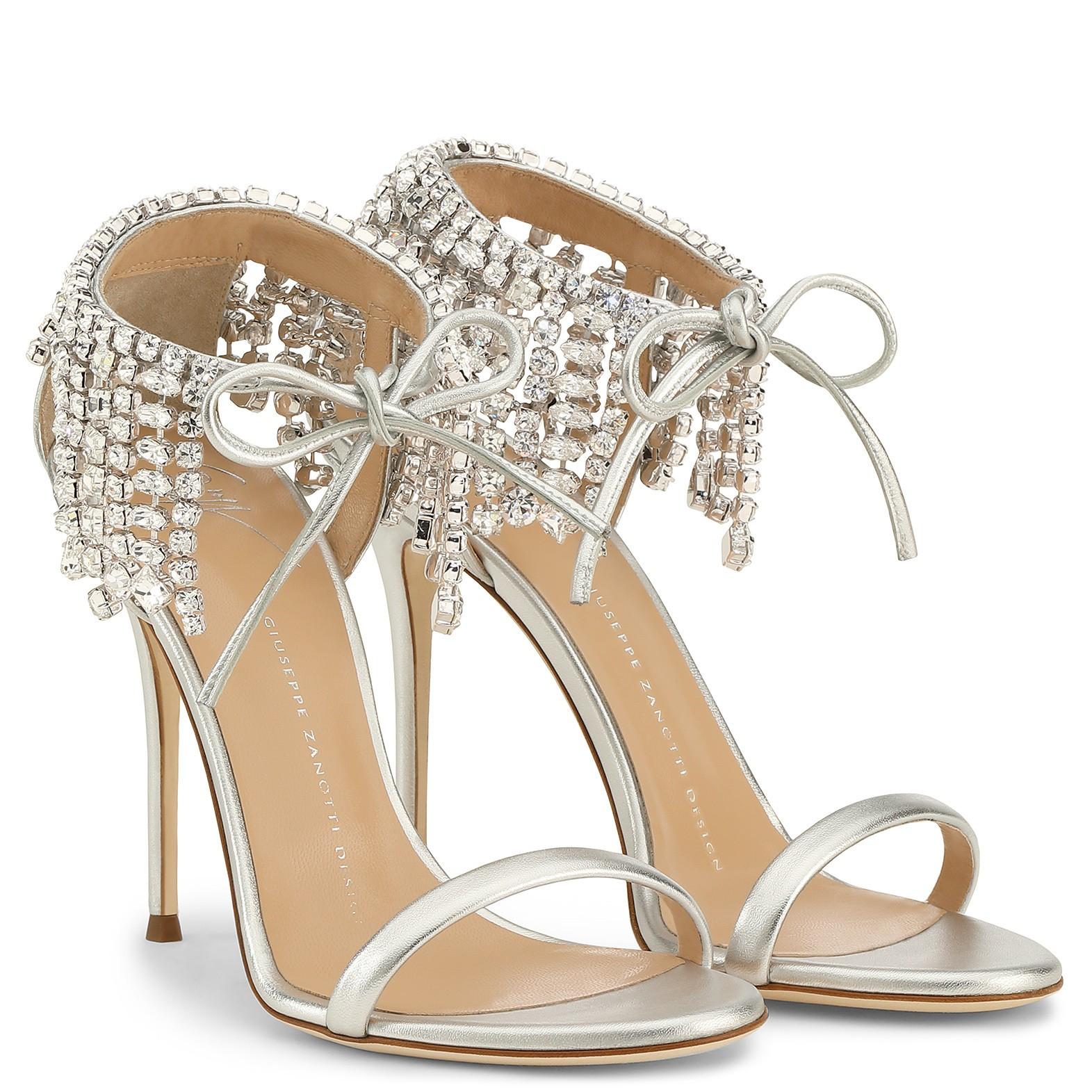 silver crystal heels