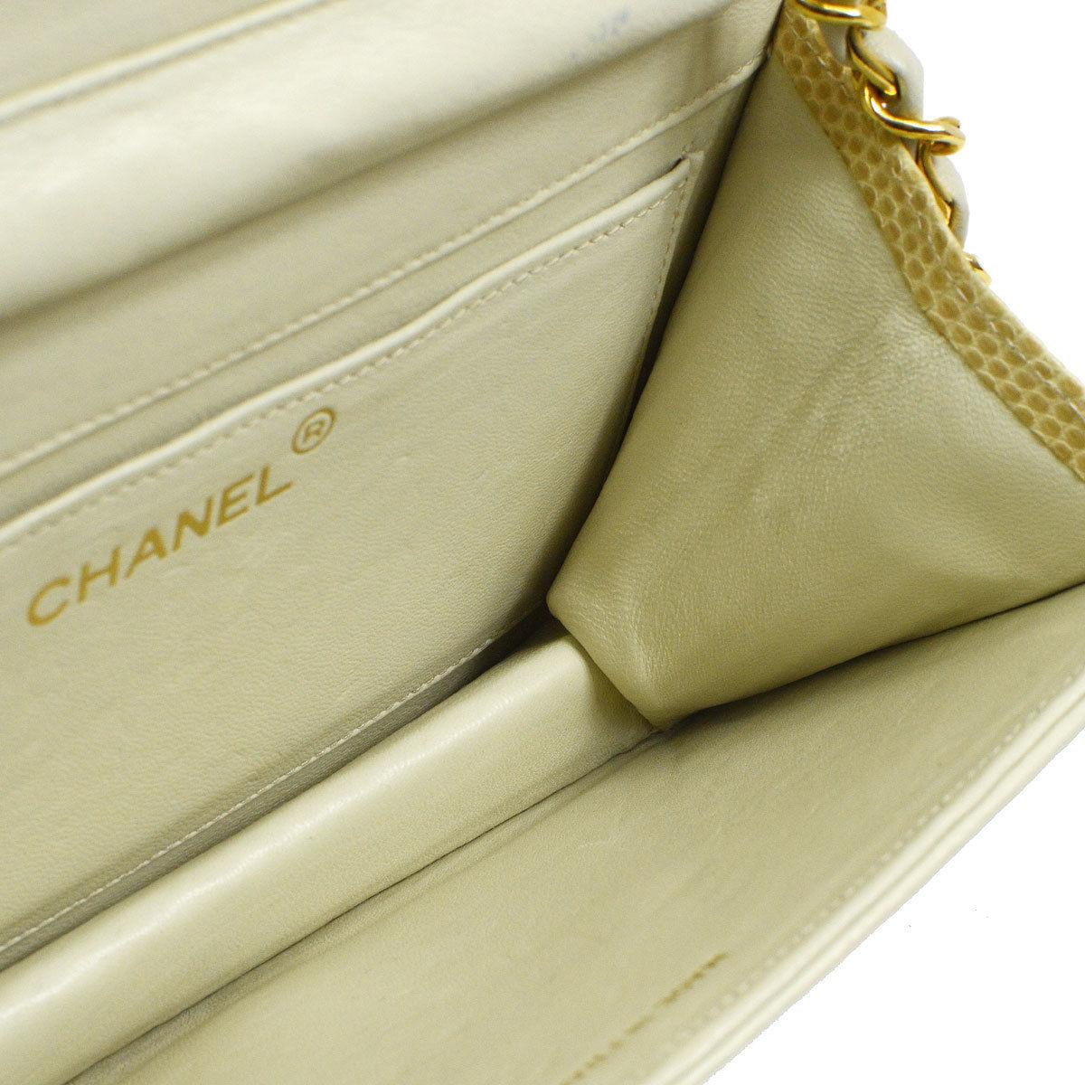 Chanel Nude Lizard Gold WOC Clutch Evening Flap Shoulder Bag 1