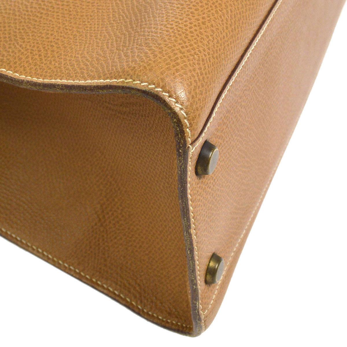 Hermes Cognac Leather Gold Hardware Travel Single Shoulder Large Carryall Bag 1
