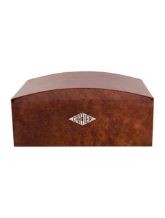 Cartier Brown Wood Silver Logo Cigar Humidor Storage Case Box with Key