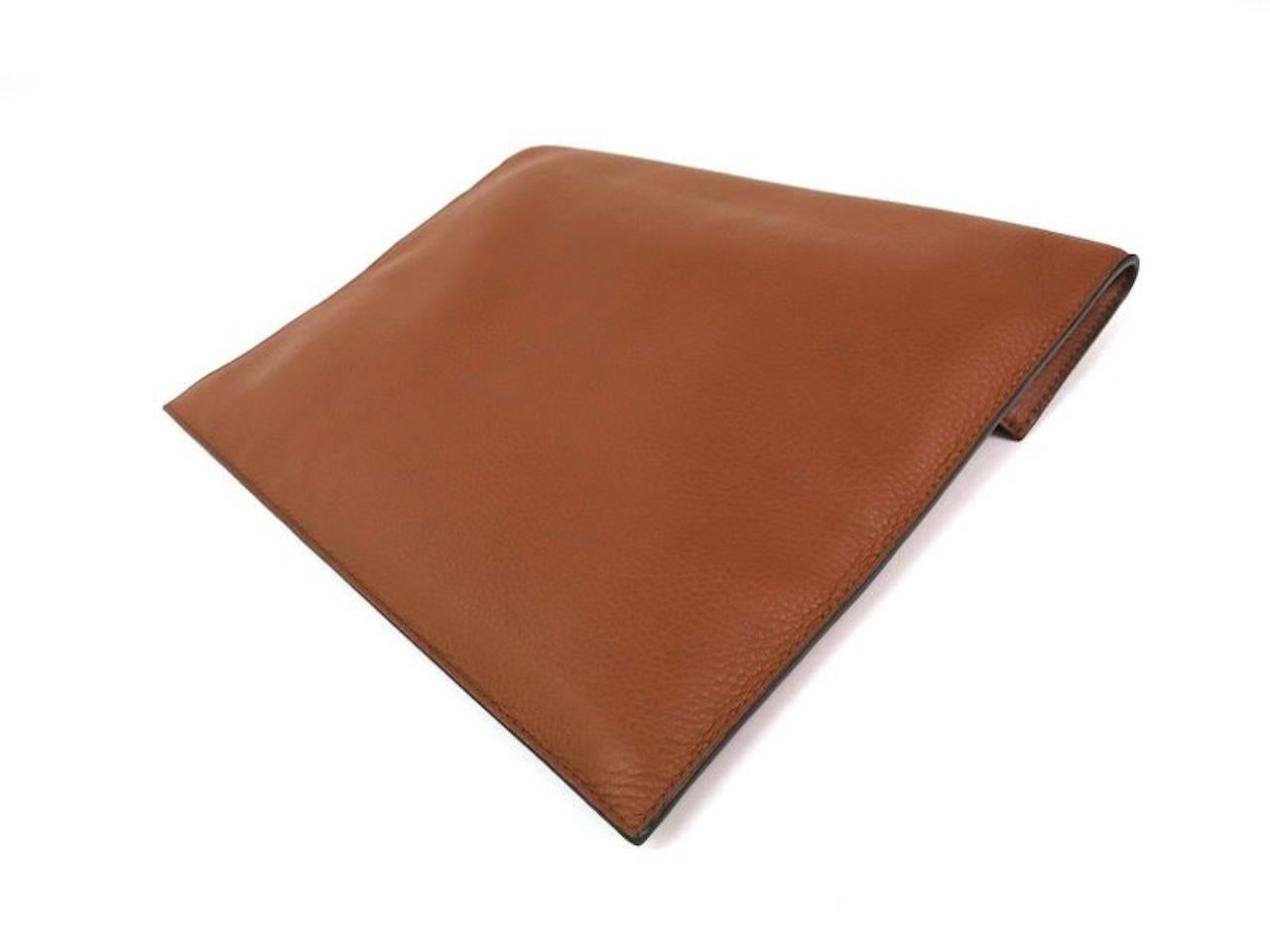 Brown Louis Vuitton Cognac Leather Evening Carryall Envelope Clutch Bag