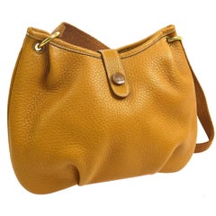 Retro Hermes Mustard Leather Hobo Style Shoulder Crossbody Saddle Bag