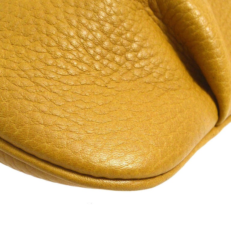 Hermes Mustard Leather Hobo Style Shoulder Crossbody Saddle Bag at