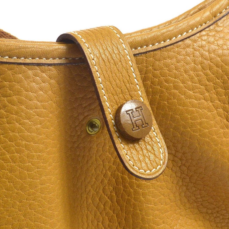 Hermes Mustard Leather Hobo Style Shoulder Crossbody Saddle Bag at