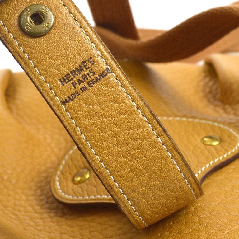 Hermes Mustard Leather Hobo Style Shoulder Crossbody Saddle Bag at