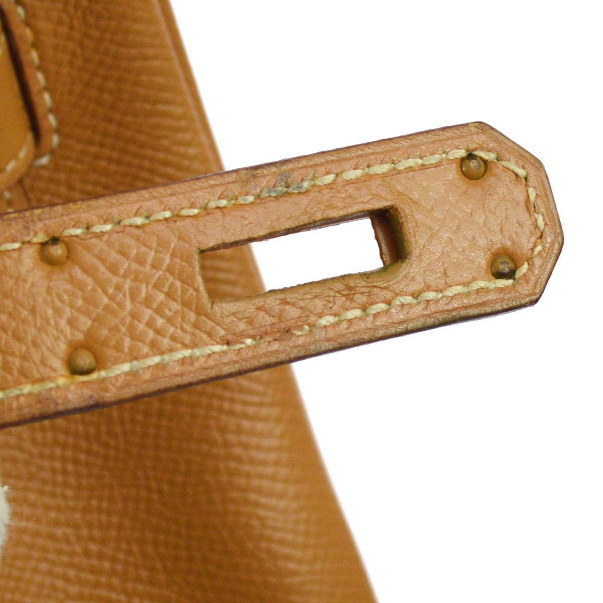 Hermes Birkin 35 Cognac Leather Top Handle Satchel Carryall Bag W/Accessories 2