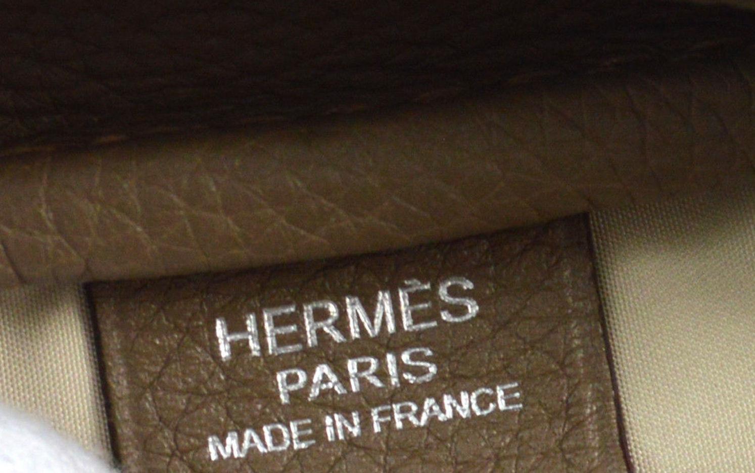 Women's or Men's Hermes Leather Taupe Men's Women's Clutch Overnight Toiletry Travel Bag