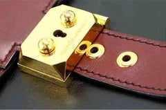 Hermes Leather Two Tone Gold Lock Men's Women's Top Handle Business Briefcase