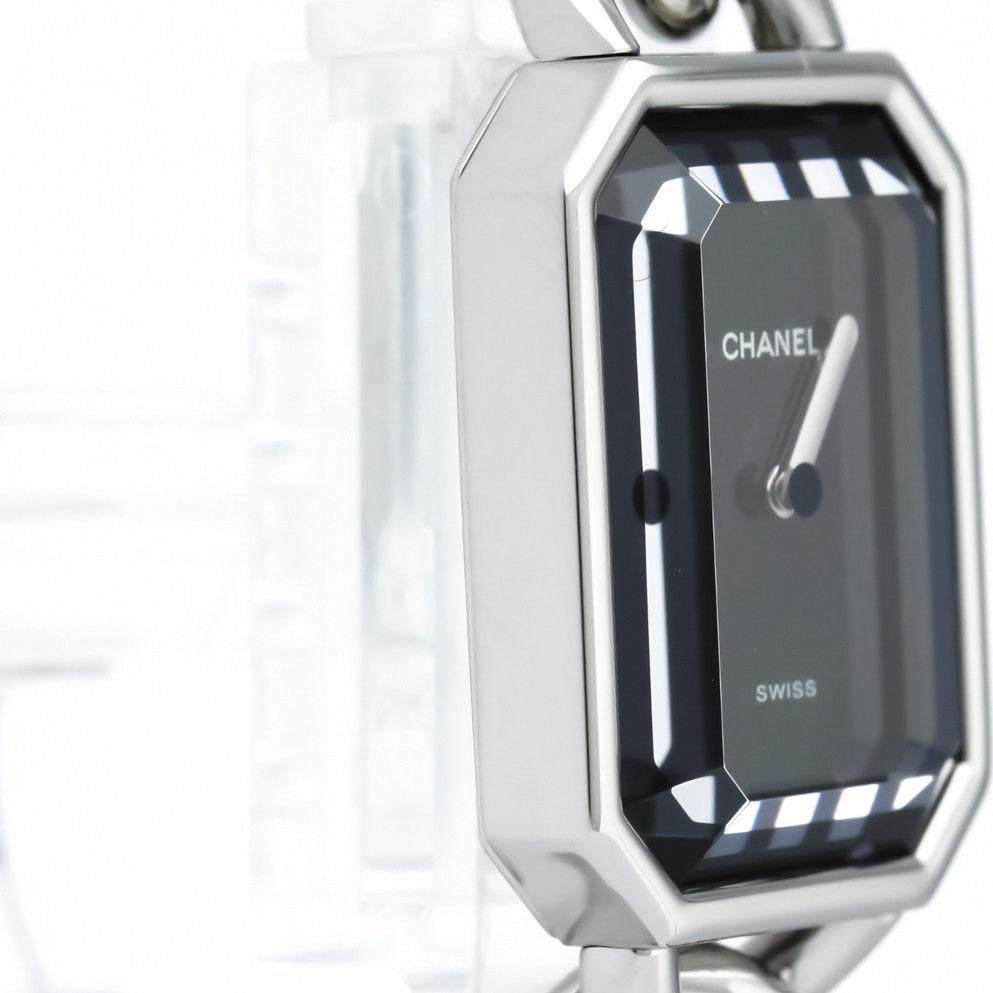 Chanel Ladies Stainless Steel Silver Black Chain Quartz Wristwatch In Excellent Condition In Chicago, IL