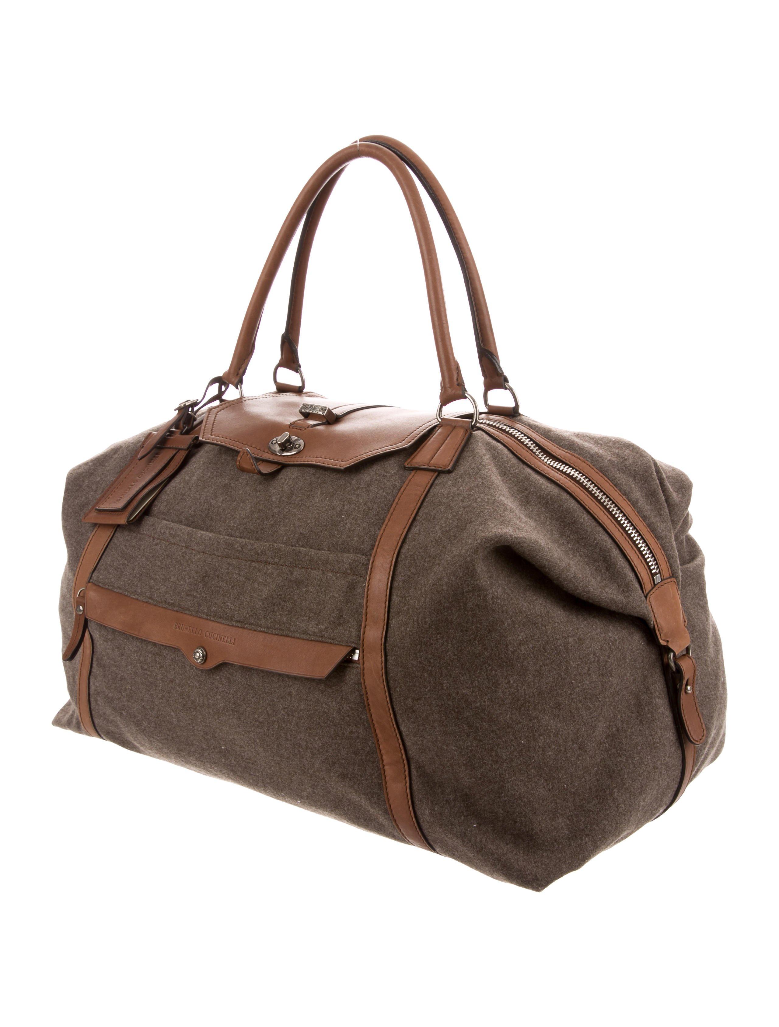 Brunello Cucinelli New Men's Leather Canvas Cognac Carryall Travel Weekender Bag In New Condition In Chicago, IL