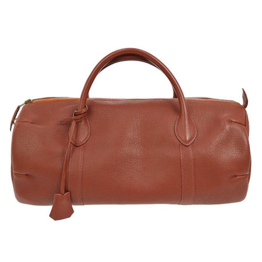 Hermes Leather Top Handle Large Men's Women's Weekender Carryall Travel Bag