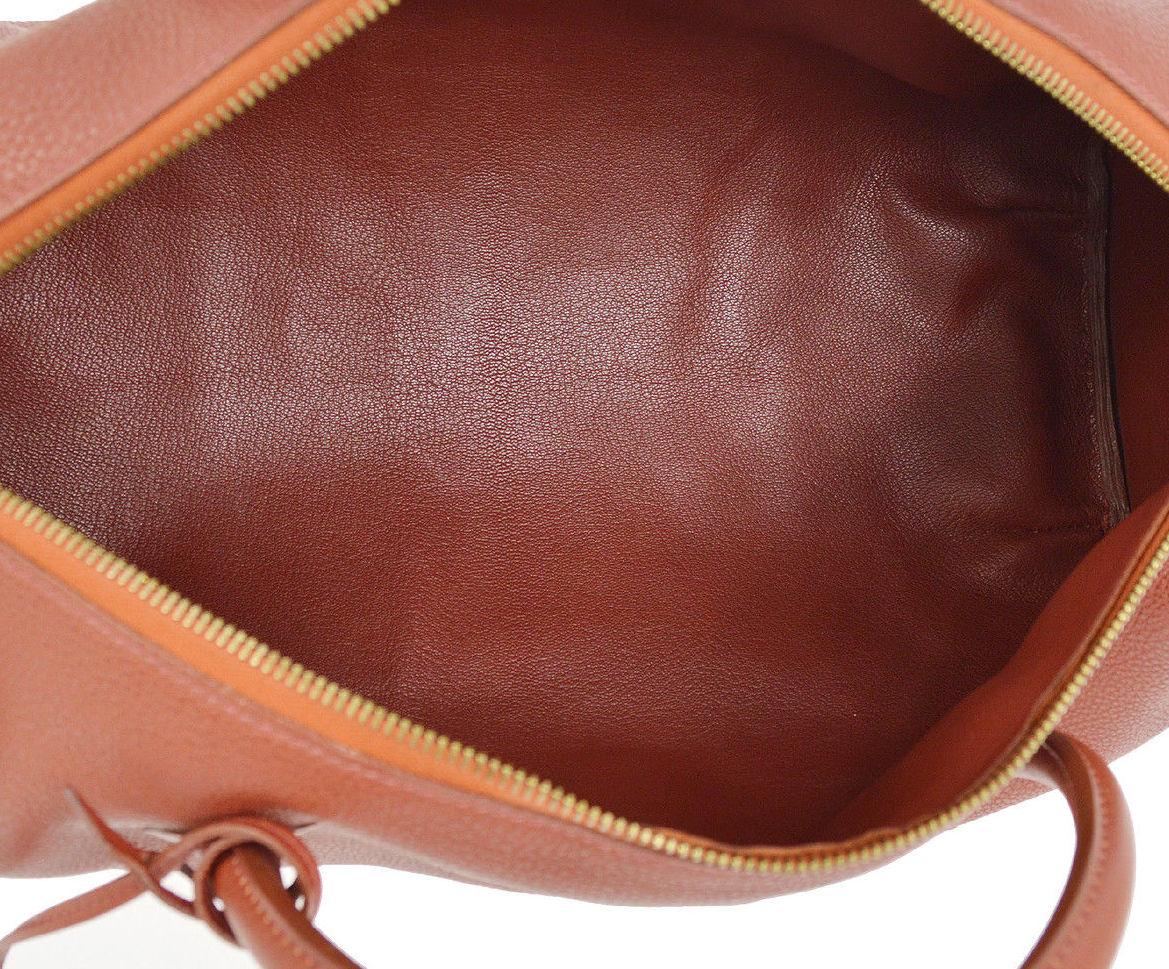 Hermes Leather Top Handle Large Men's Women's Weekender Carryall Travel Bag In Excellent Condition In Chicago, IL