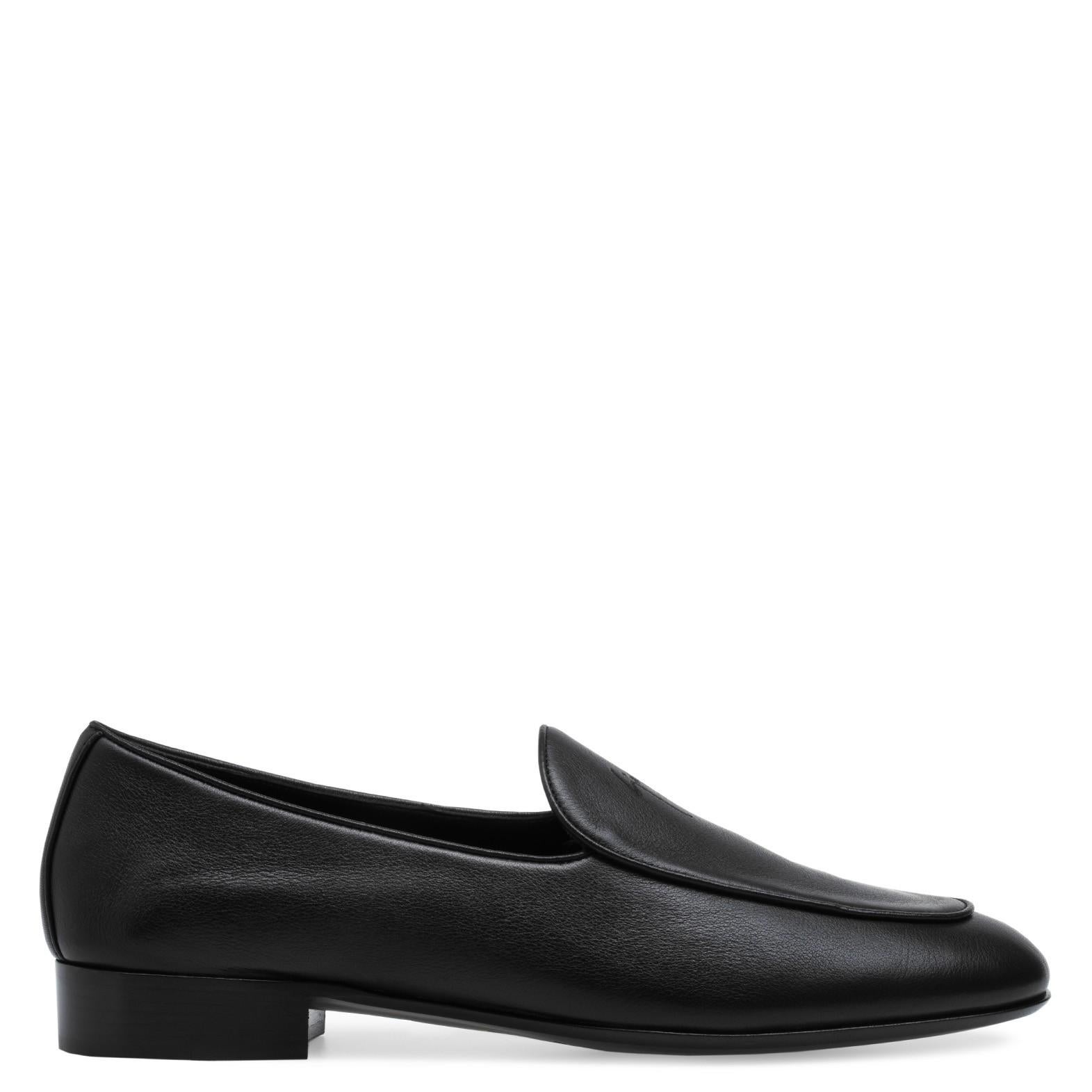 Giuseppe Zanotti New Black Leather Logo Men's Dress Suit Loafers Shoes  In New Condition In Chicago, IL