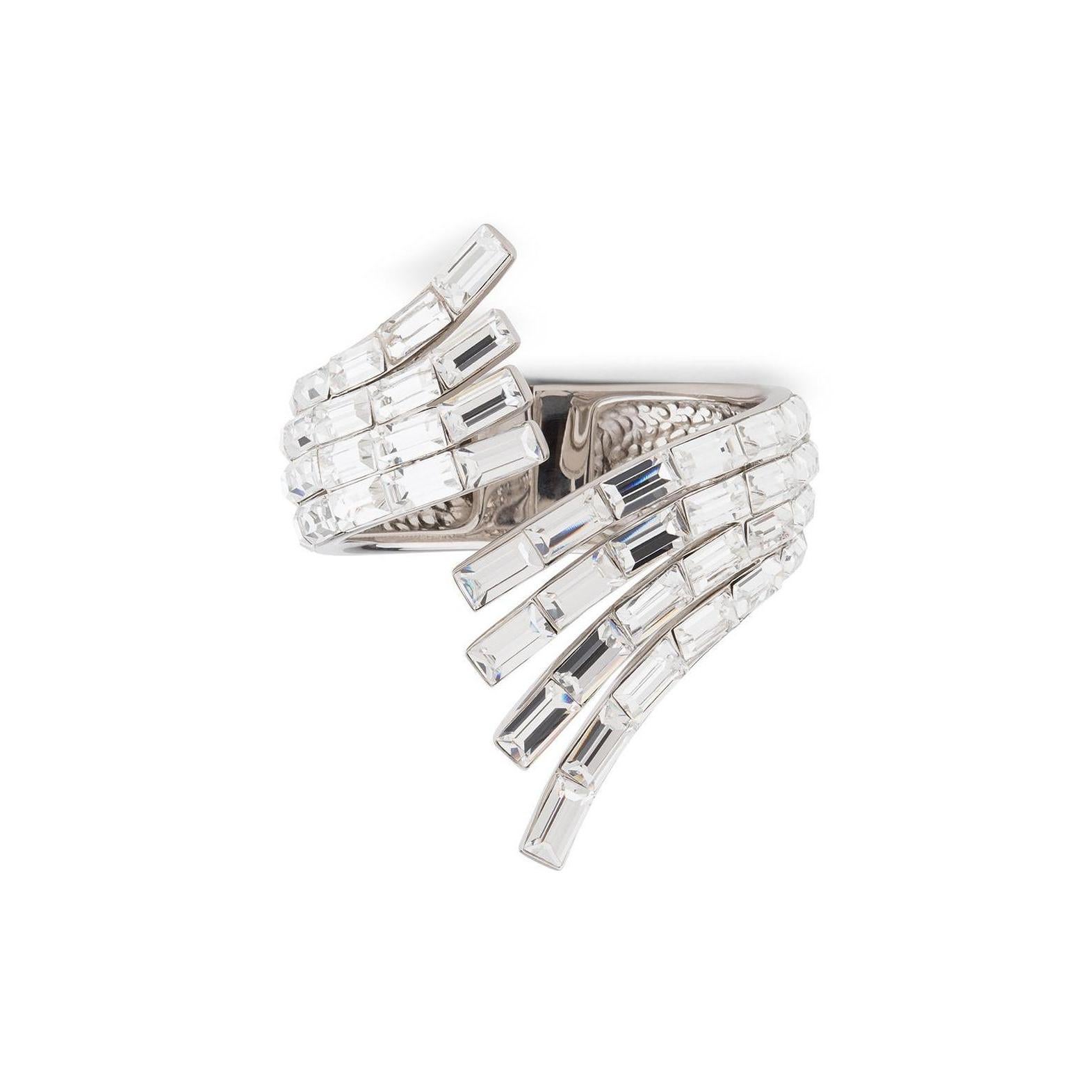 Art Deco Giuseppe Zanotti Crystal Swan Wrap Around Evening Cuff Bangle Bracelet 