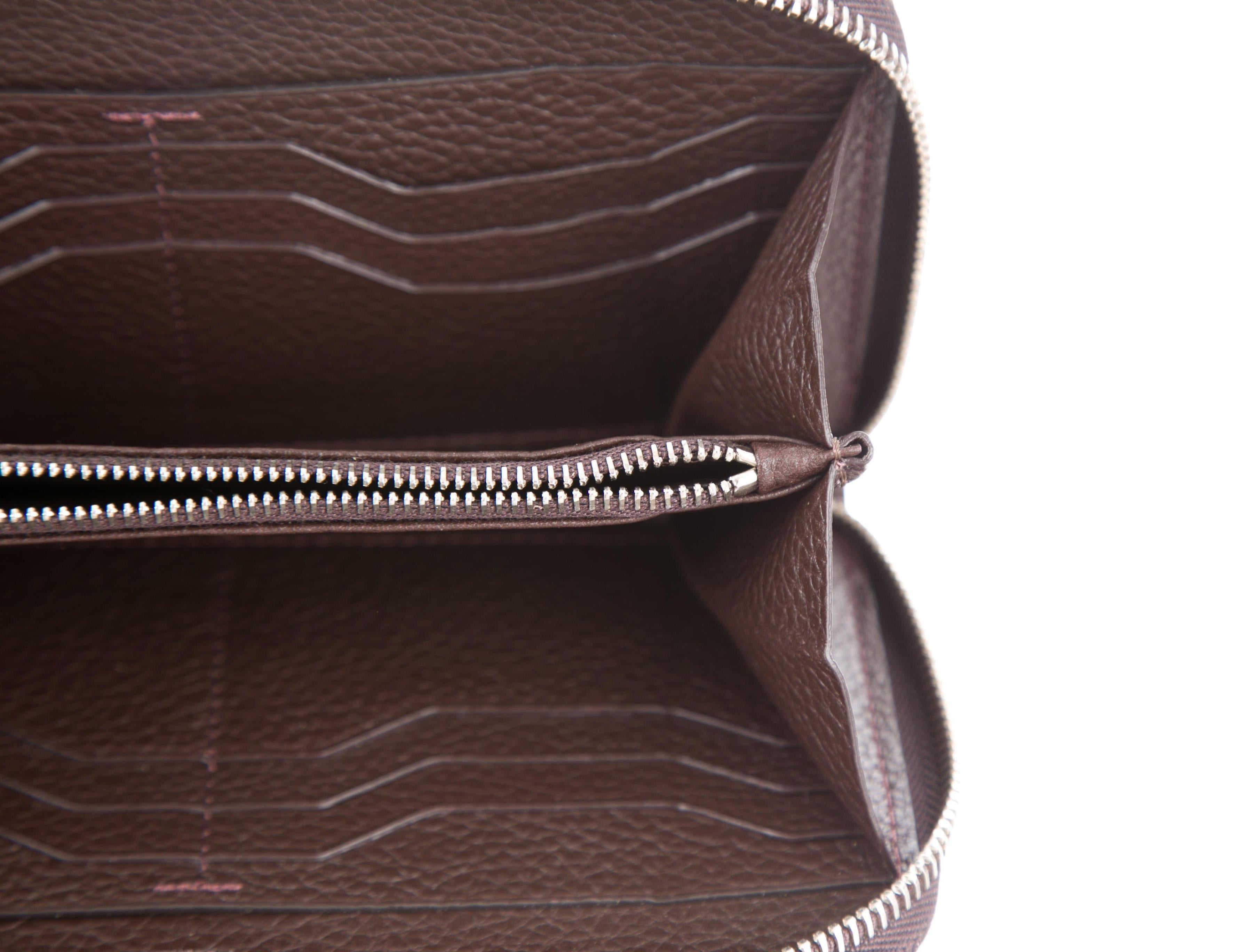 Black Tom Ford Brown Leather Logo Zip Around Clutch Wallet 