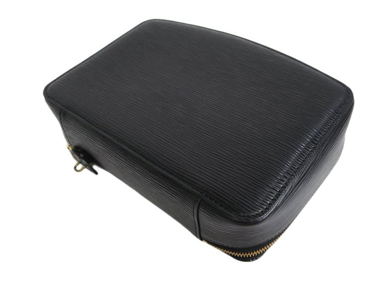 Louis Vuitton Black Leather Men&#39;s Jewelry Accessory Travel Storage Case Bag For Sale at 1stdibs