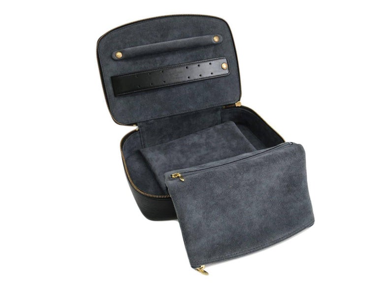 Louis Vuitton Black Leather Men's Jewelry Accessory Travel Storage Case Bag  For Sale at 1stDibs
