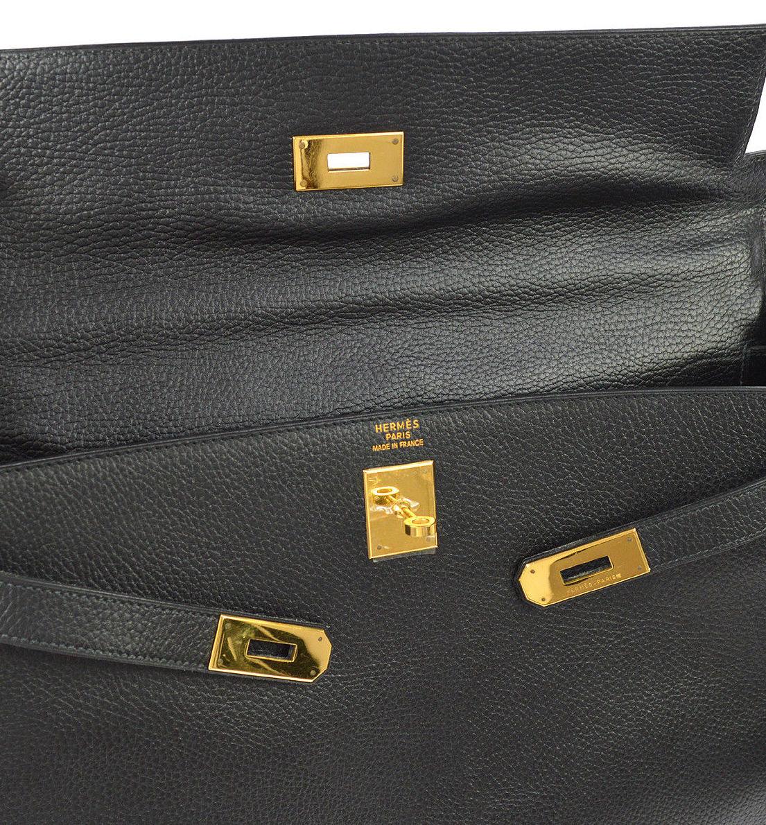Hermes Kelly 40 Black Leather Men's Women's Top Handle Satchel Carryall Tote Bag

Leather
Gold tone hardware
Leather lining
Made in France
Handle drop 4