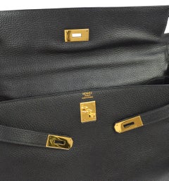 Hermes Kelly 40 Schwarz Leder Top Handle Satchel Carryall Tote Bag