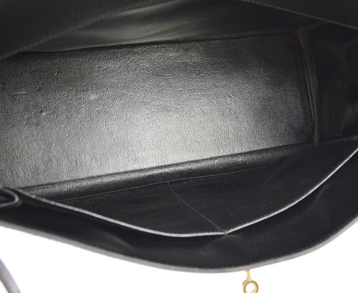 Hermes Kelly 40 Black Leather Top Handle Satchel Carryall Tote Bag 2