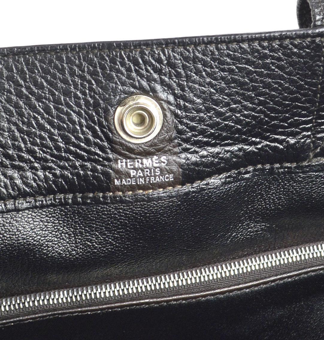 Hermes Canvas Black Leather Trim Large Weekender Carryall Travel Tote Bag In Excellent Condition In Chicago, IL