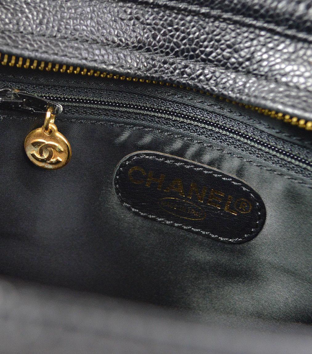 Chanel Black Caviar Leather Zip Carryall Travel Shopper Shoulder Tote Bag 3