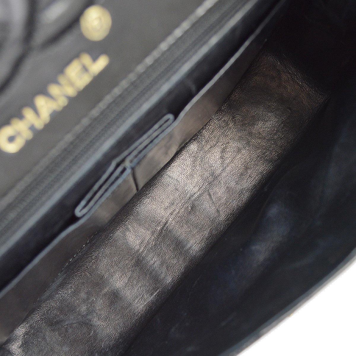 Chanel Black Crocodile Leather Gold Turnlock Evening Clutch Flap Shoulder Bag 3