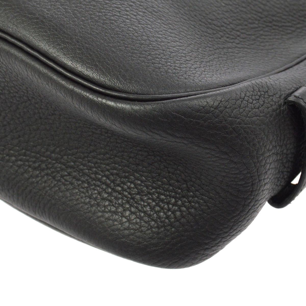 Hermes Black Leather Silver Large Carryall Shoulder Crossbody Bag 1