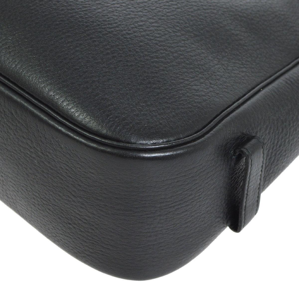 Hermes Black Leather Cognac Large Carryall Shoulder Crossbody Bag 1